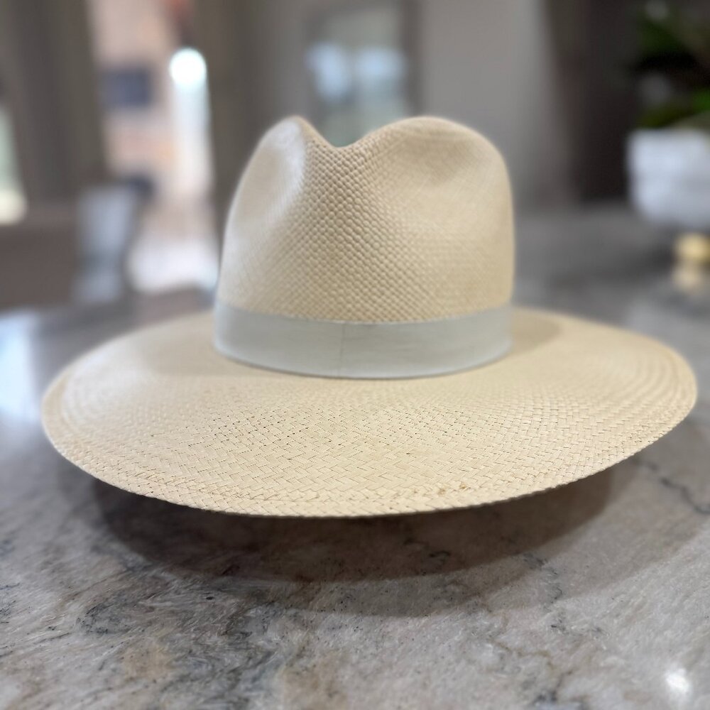 Janessa Leone Aisley White Straw Beach Hat, Size Small